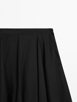 Massimo Dutti Расклешенная юбка из 100% хлопка, черный