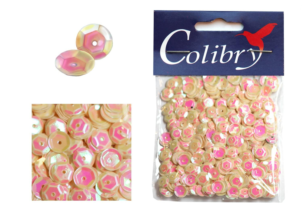 Пайетки граненые голографические-10гр-6мм-Colibry