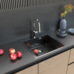 Мойка настол.монтаж 53х43 (3,0) вып 3 1/2  MIXLINE PRO с ФАСКОЙ 22см с сифоном (черный графит)