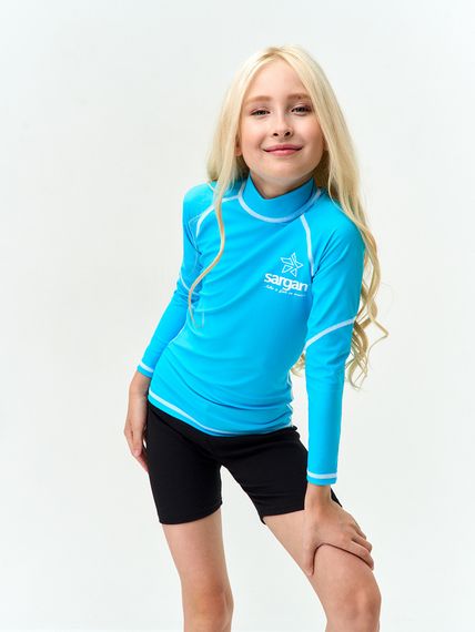 Футболка рашгард лонгслив Sargan Агидель UPF 50+  детская голубая