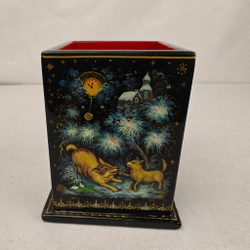 Стакан под ручки и карандаши "12 месяцев" (Ручная роспись Палех)