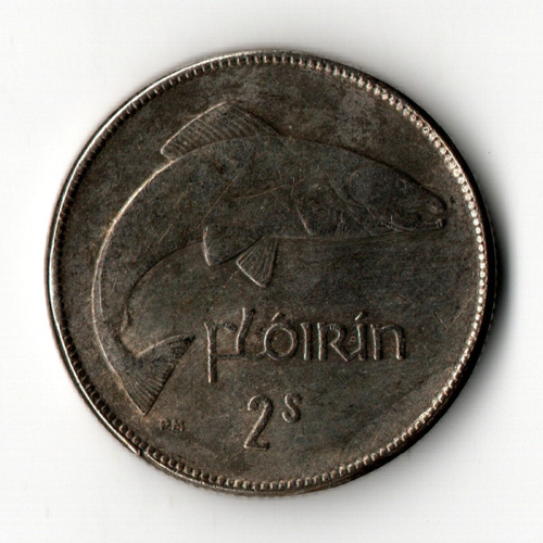 Жетон 1 флорин (2 шиллинга) Ирландия 1943 года. Рыба посеребрение.