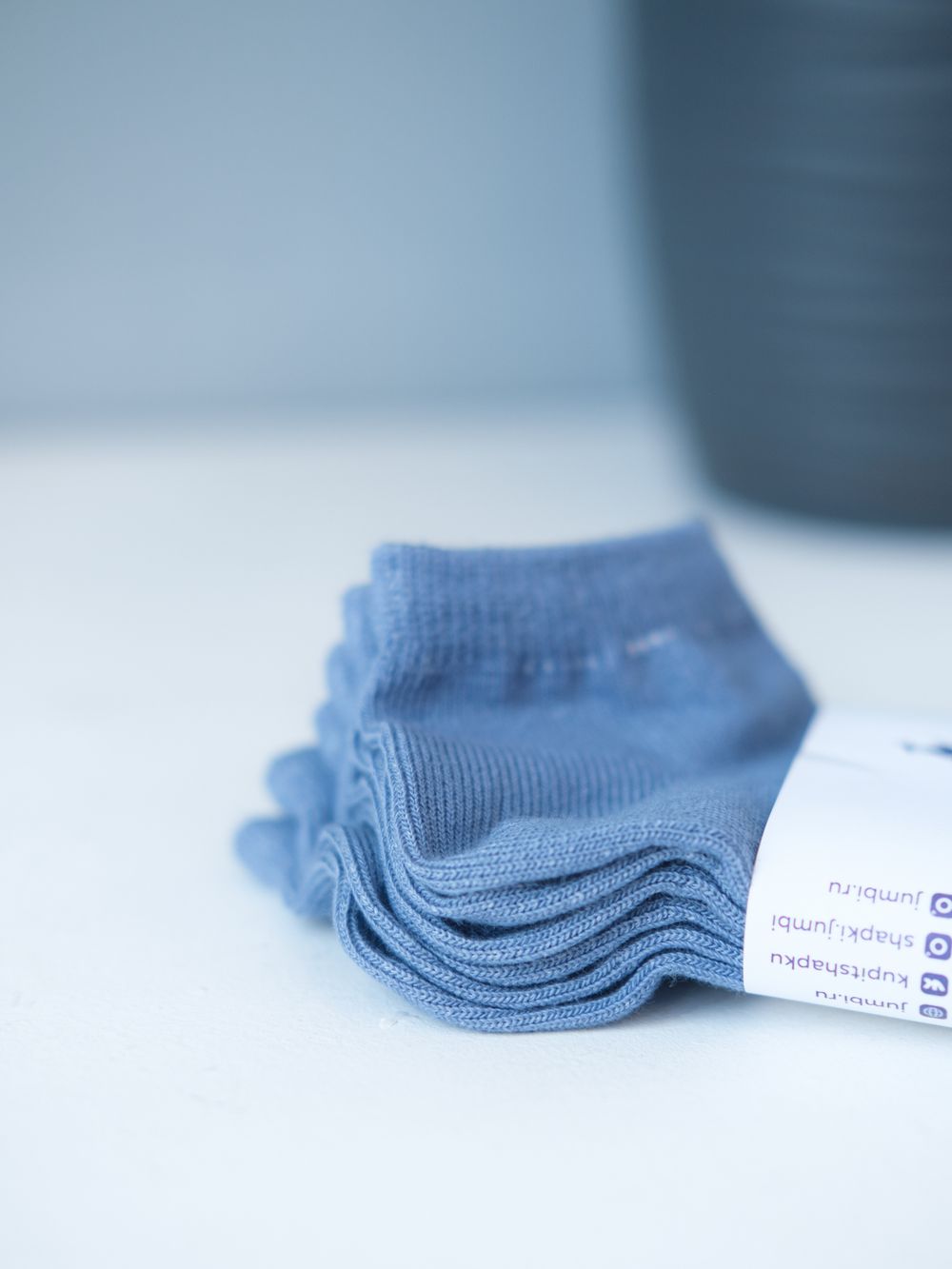 Комплект детских укорочен. носков ПЯТОЧКИ 3 пары (Синий пепел)