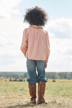 ZARA РУБАШКА С ВЫШИВКОЙ, РОЗОВЫЙ МЕЛАНЖ