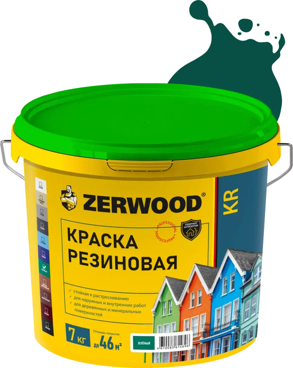 ZERWOOD KR Краска резиновая Зеленая 7кг (ИжСинтез)