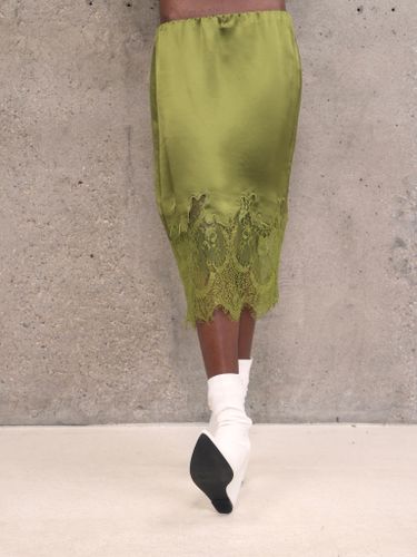 Зеленая сатиновая юбка Coline с кружевом