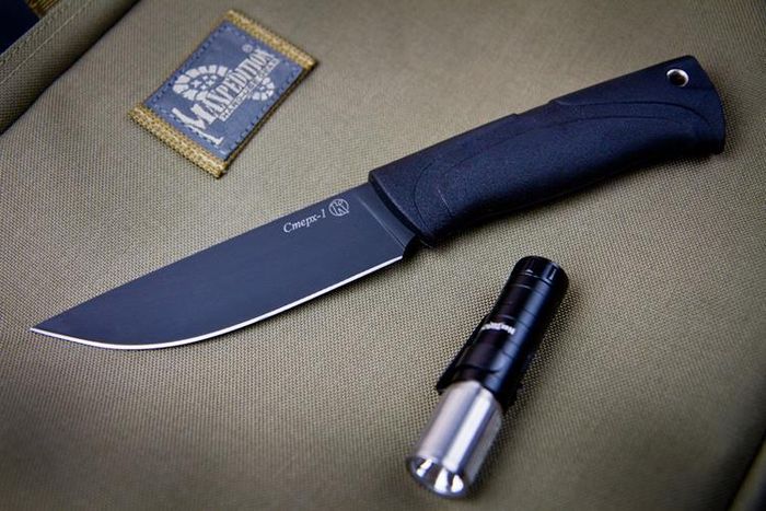 Туристический нож Стерх-1 Черный Эластрон АБС чехол