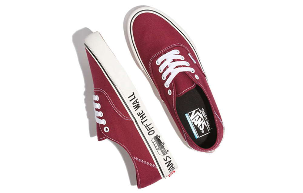 Vans Authentic school bus lazy pedal low-top canvas shoes for men and women with the same cherry red