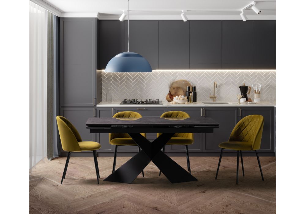 Стул на металлокаркасе Зест микровелюр 12 / черный глянец