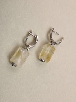 Серьги с натуральным цитрином - «Солнечная грань»