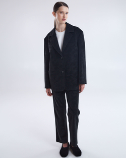 Жакет свободного кроя из искусственной замши черный