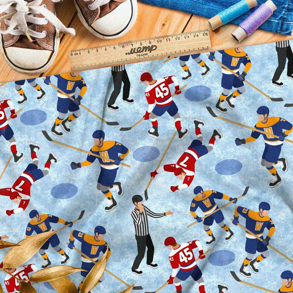 Ткань таффета хоккеисты на льду