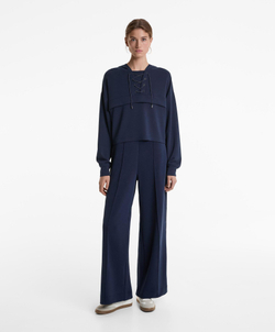 Oysho Толстовка мягкая на ощупь с перекрещивающимися шнурками и модалом, военно-морской