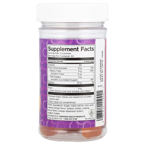 Swanson, Жевательные мармеладки с клетчаткой, апельсин, 60 шт.