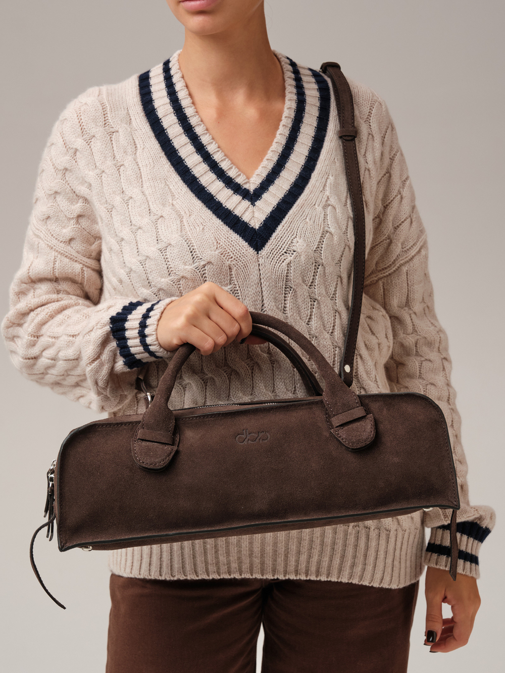 Замшевая сумка багет DBR 31157 темно-коричневый