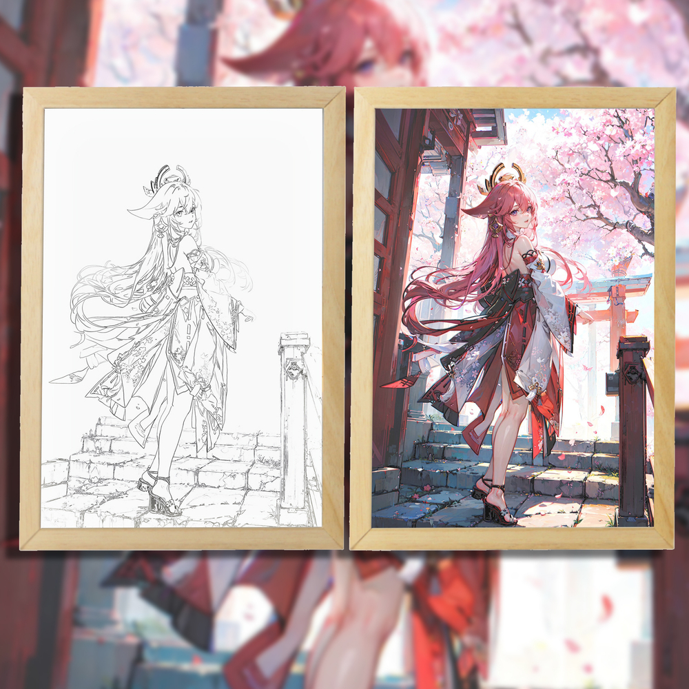 Светильник в рамке "Genshin Impact / Геншин" 22,5х17,5 см