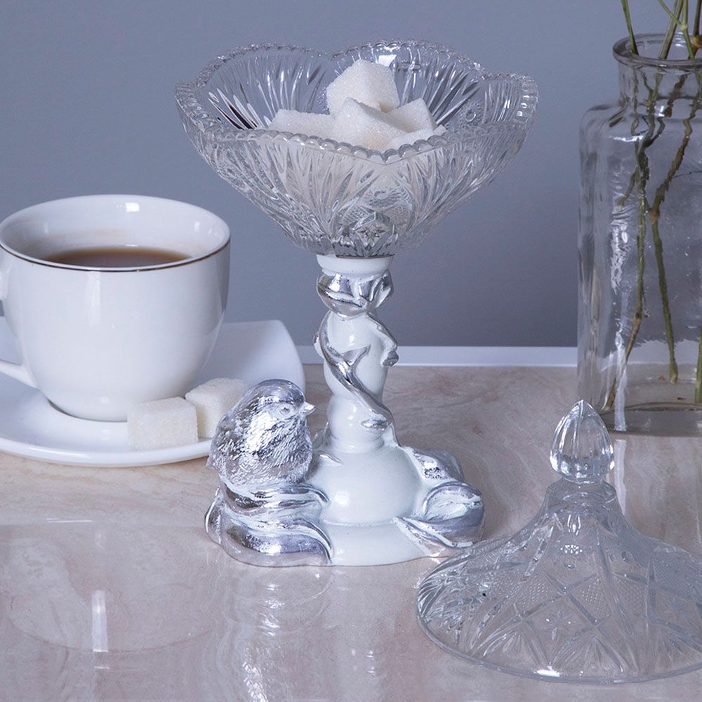 Сахарница стеклянная с крышкой Зарничка Свитти Белый