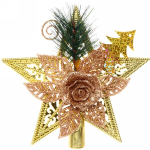 Звезда на ёлку 14 см «Звездный цветок» золото/янтарь