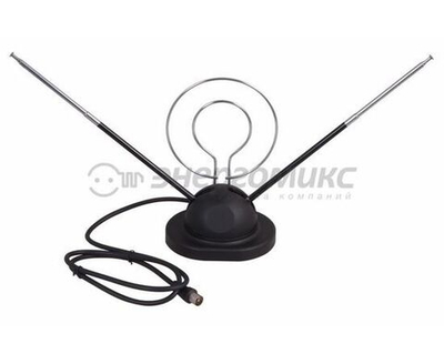 Антенна комнатная REXANT RX-105 усы с кольцом на подставке (МВ, ДМВ, DVB-T/T2) пассивная, 3.5db (арт. sds34-0105)