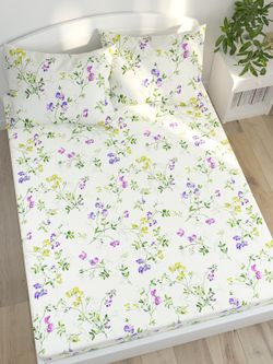 Постельное белье Сказка "Душистый горошек" евро Наволочка 50х70 см 2 шт Простынь на резинке 180х200 см Пододеяльник 200х215 см, перкаль