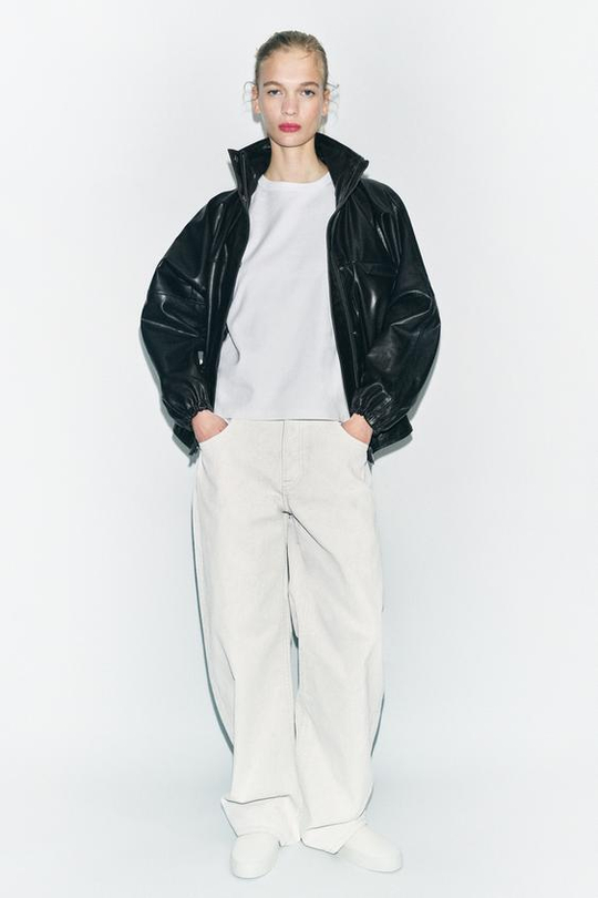 ZARA ФУТБОЛКА INTERLOCK, БЕЛЫЙ