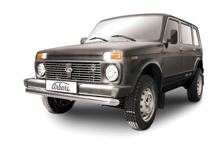 Защита переднего бампера d76 Arbori нерж. сталь для LADA 4х4 5дв. 1993-нв