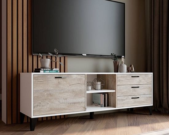 Тумба-ТВ ПАРУС-9 белый / дуб юкон