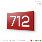 Номер на дверь 712, табличка на дверь для офиса, квартиры, кабинета, аудитории, склада, красная 120х70 мм, Айдентика Технолоджи