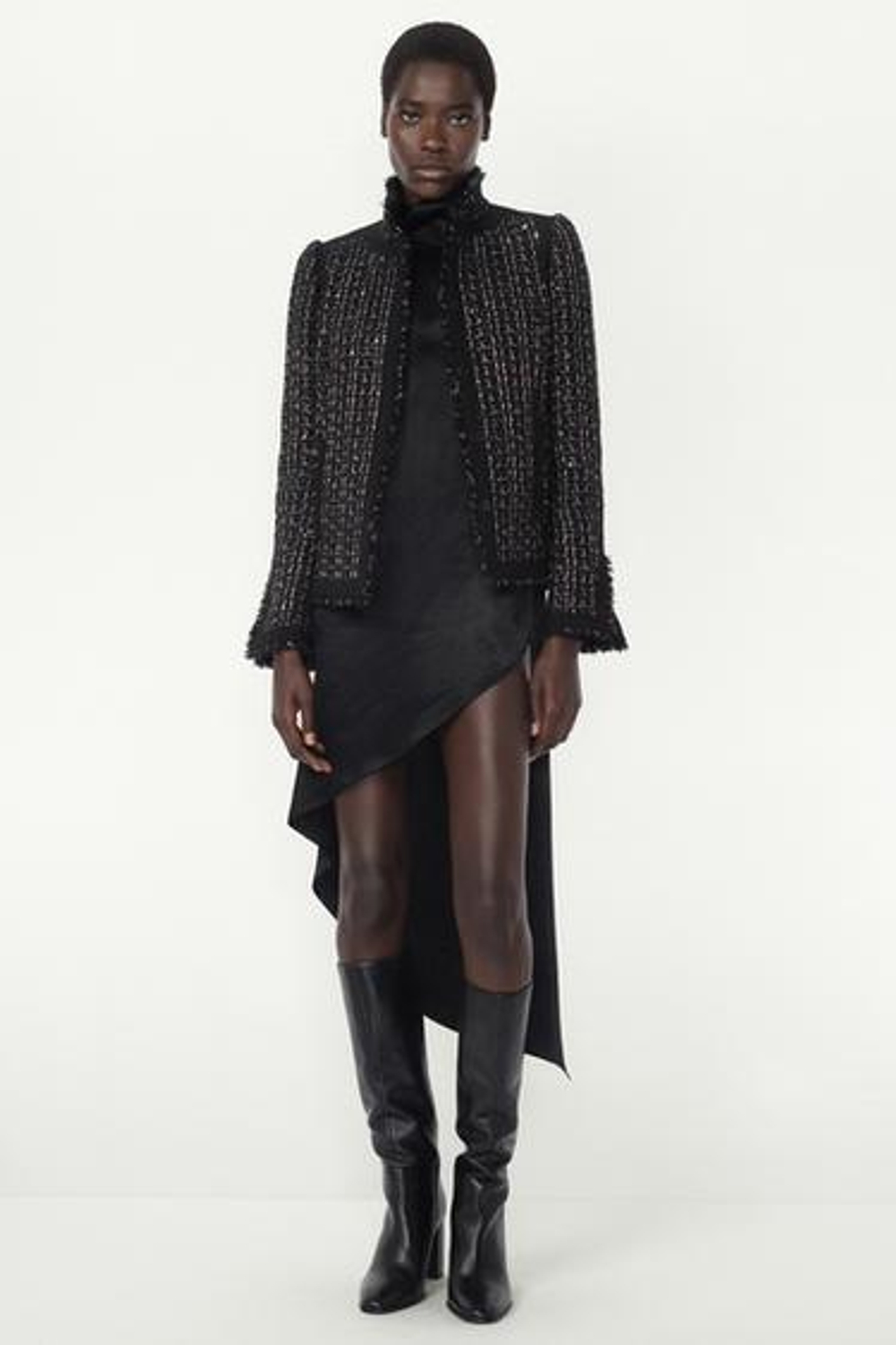 ZARA КОМБИНИРОВАННЫЙ ЖАКЕТ С ШЕРСТЬЮ — THE ITEM ZARA WOMAN, ЧЕРНЫЙ