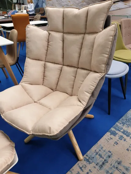 Кресло Hush с двусторонней подушкой, бежевое с серым