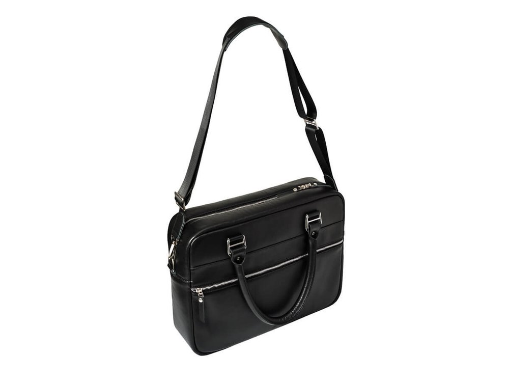 Деловая сумка из натуральной кожи "Alverio Black"