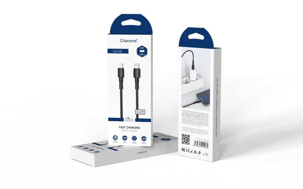 Кабель Lightning -TypeC CHAROME C21-05 PD 20W (черный) 1м