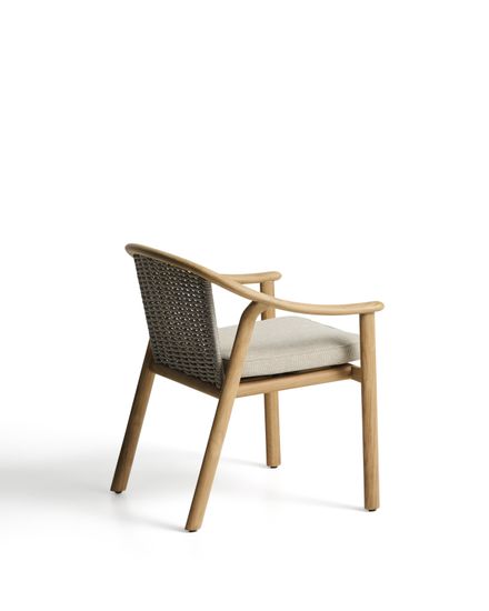 Уличный стул Elunda из тикового дерева и бежевой веревки