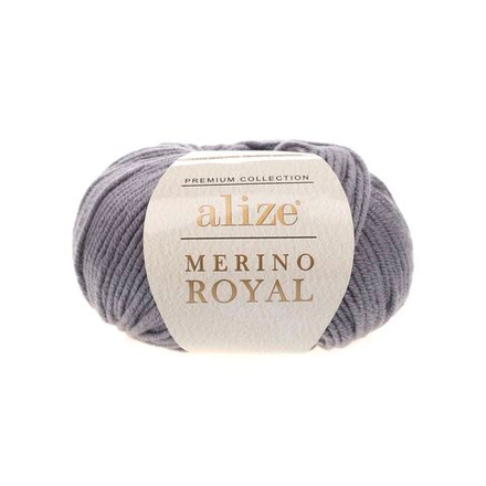 Мерино роял (Merino royal) пряжа Alize 100%шерсть5х50г/100м 87 темно серый