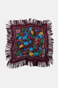 ZARA ПЛАТОК С ШЕЛКОВЫМ ПРИНТОМ, ГРАНАТОВЫЙ