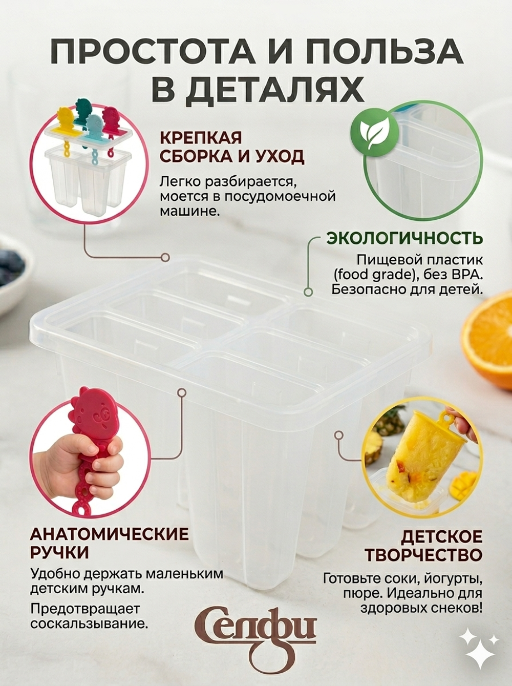 Форма для приготовления мороженого «Дракончики» 6шт