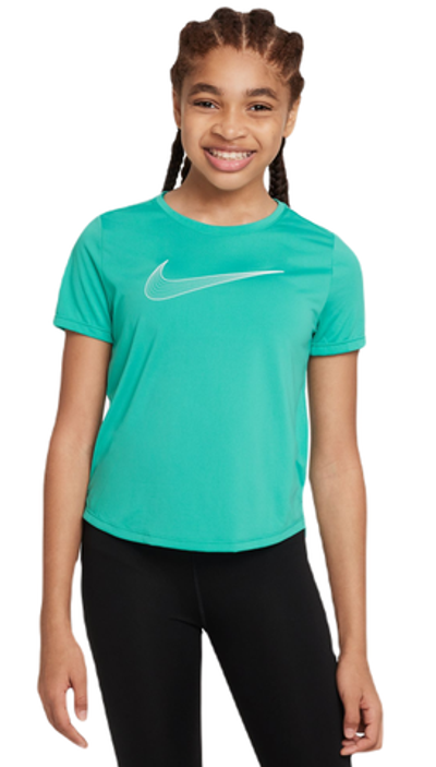 Футболка для девочки теннисная Nike Dri-Fit One Short Sleeve Top GX - clear jade/white