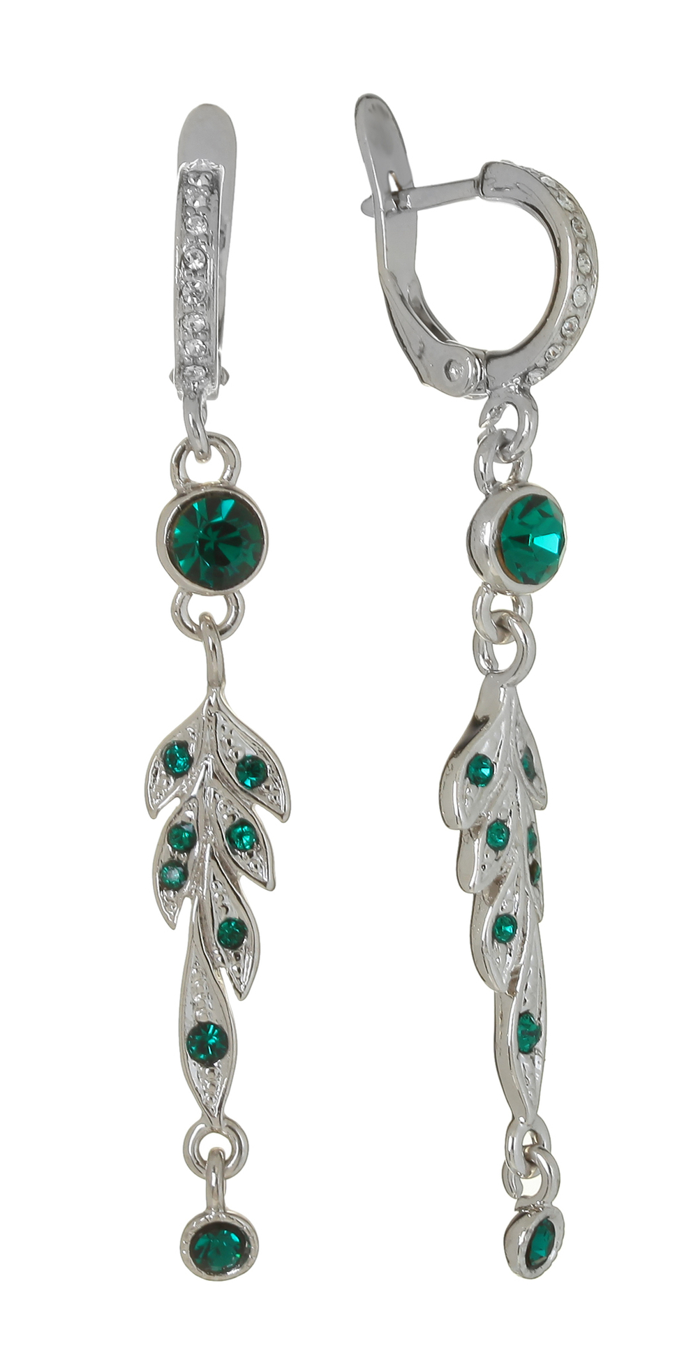 "Давалос" серьги в родиевом покрытии из коллекции "Алмазный фонд" от Jenavi с английским замком