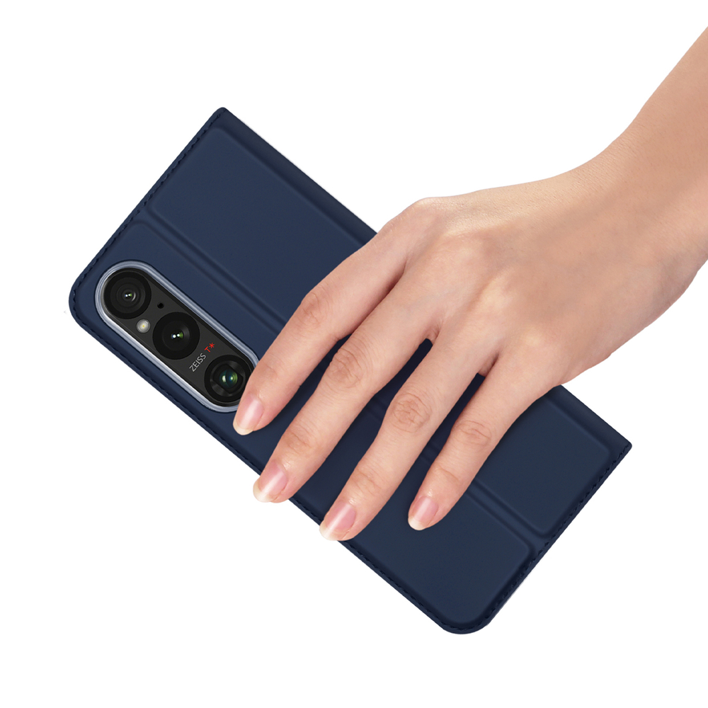 Чехол книжка из PU кожи синего цвета от Dux Ducis для смартфона Sony Xperia 1 VI (1-6), серия Skin Pro Series Case