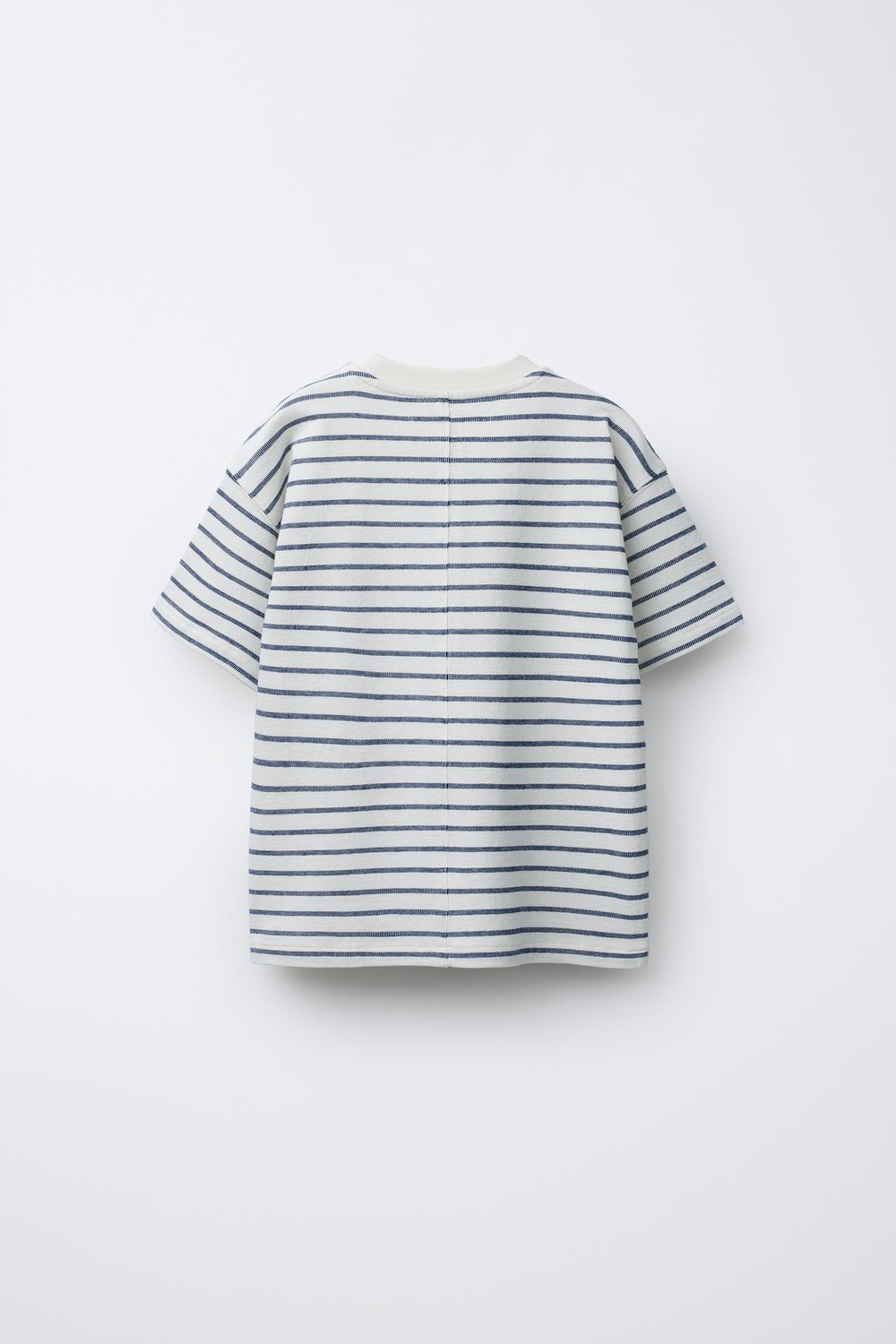 ZARA ФУТБОЛКА ИЗ РЕЛЬЕФНОЙ ТКАНИ В ПОЛОСКУ, ТЕМНО-СИНИЙ/БЕЛЫЙ