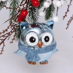 Ёлочная игрушка «Мудрая сова» 10*5*10 см, голубой