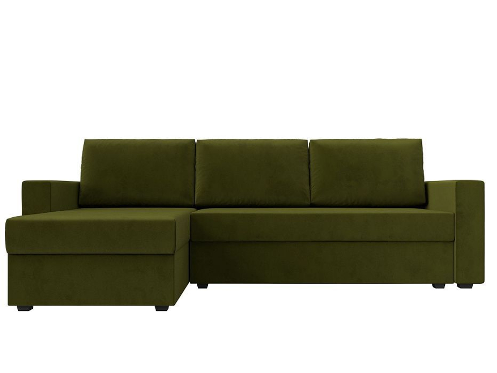 Диван угловой Траумберг Лайт левый угол, Зеленый, Микровельвет, 117129L