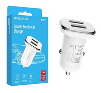 Автомобильный адаптер питания BOROFONE BZ12 2USB 2.4A (белый)