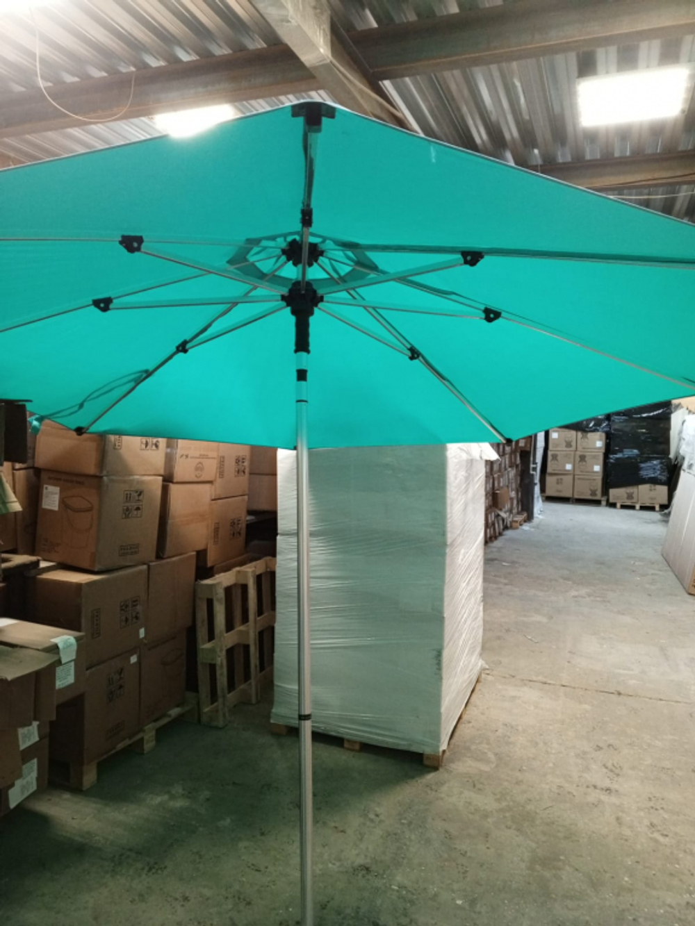 Зонт пляжный профессиональный Ø2.5 м, Theumbrela Semsiye Evi Kiwi Clips, серебристый, бирюзовый