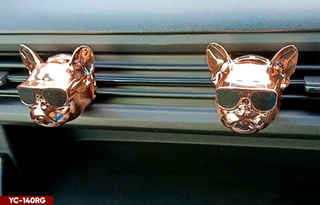 Ароматизатор-игрушка -на обдув- Собачки Бульдог - YC-140RG розово-золотой