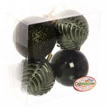 Новогодние шары 5 см (набор 4 шт) «Микс фактур», изумруд