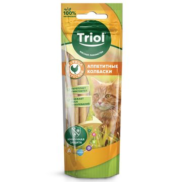 Triol Лакомство для кошек "Аппетитные колбаски с курицей и треской", 40г