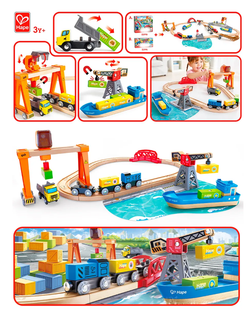 Детская деревянная Железная дорога "Подъемно-погрузочная гавань"