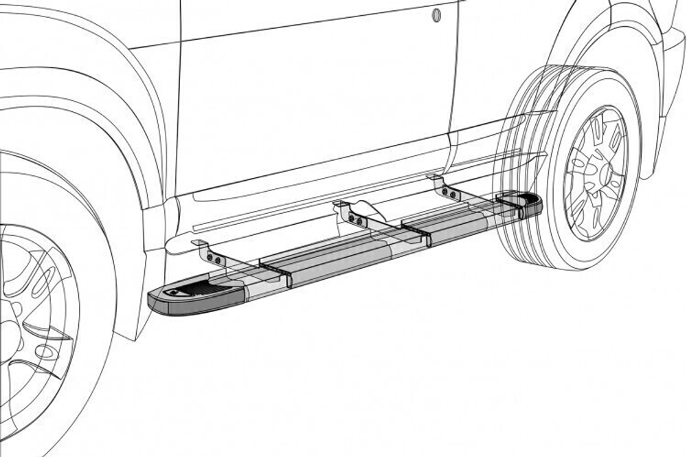 Пороги алюминиевые Volkswagen Touareg (2002-2010) Alfa черные