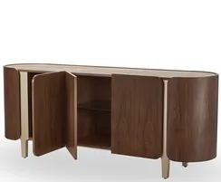 Комод Shelf 200х80 см, шпон ореха, белая керамика